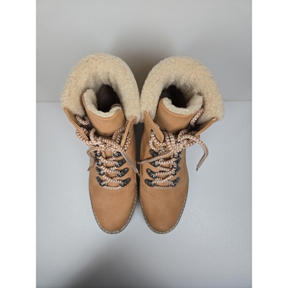 DV by Dolce Vita Russit Ankle Boot Lace Up Bootie Tan/Camel Women's 8.5 Buckle - Picture 4 of 12